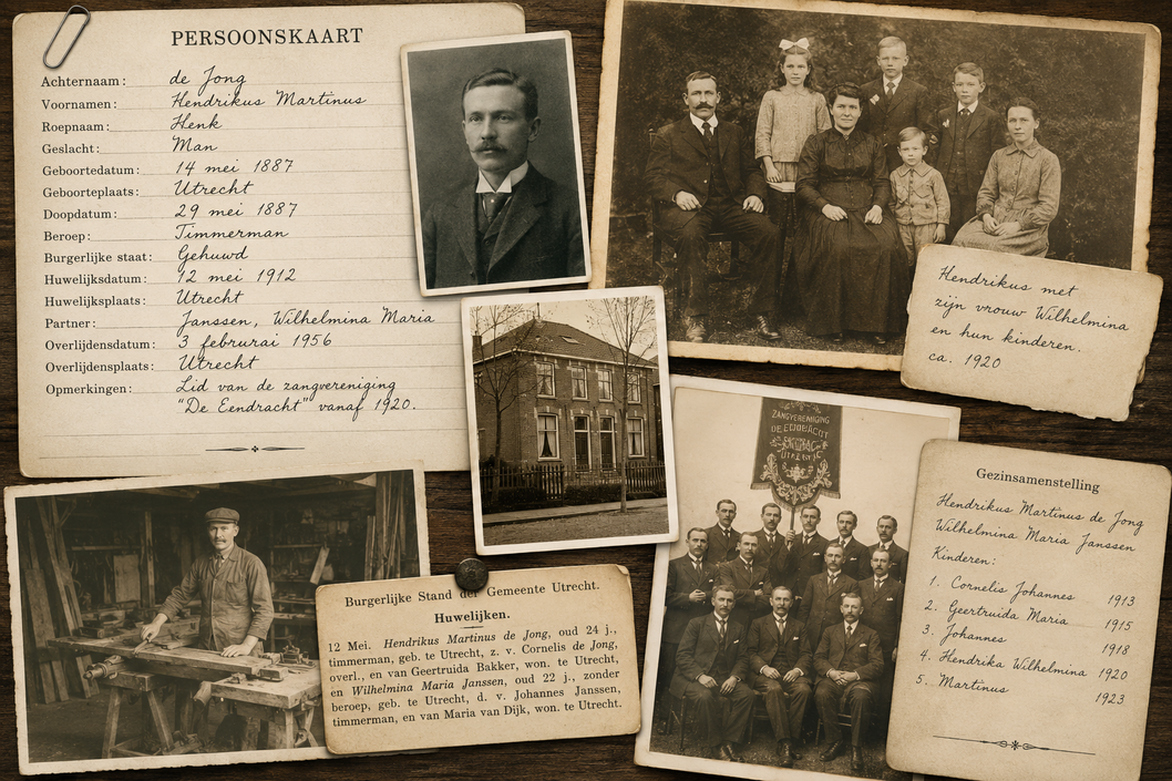 Schematisch stamboomoverzicht op papier